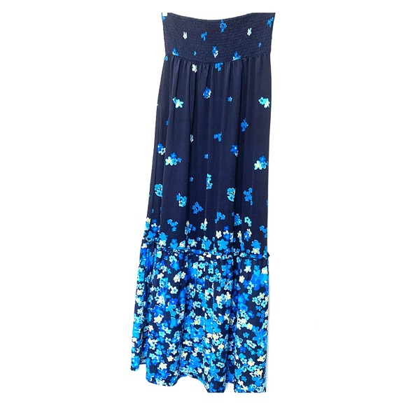 INC International Concepts Dresses & Skirts - INC strapless maxi dress shirred top blue size L